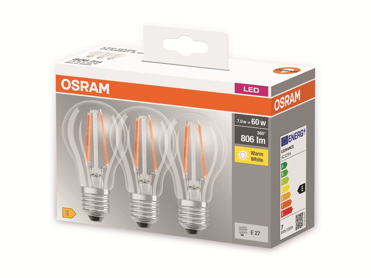 Osram Led Lampe Base Classic A E Eek E W Lm K