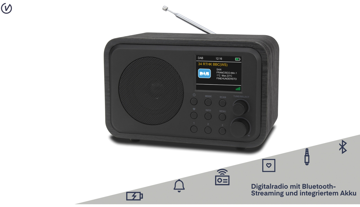 DAB+ Radio UNIVERSUM DR 30020, Akku, Bluetooth, schwarz