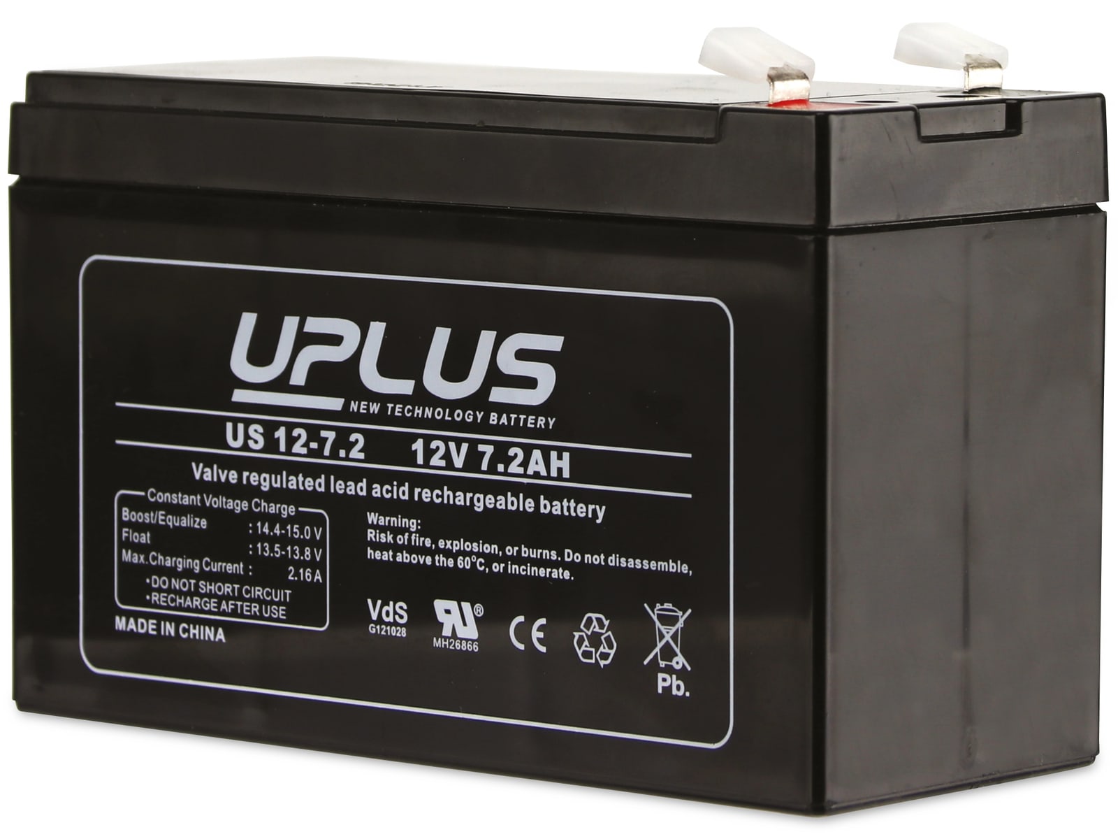 Bleiakku, UPLUS, US12-7,2, 12V-/7,2Ah, VdS Online Kaufen | Pollin.at