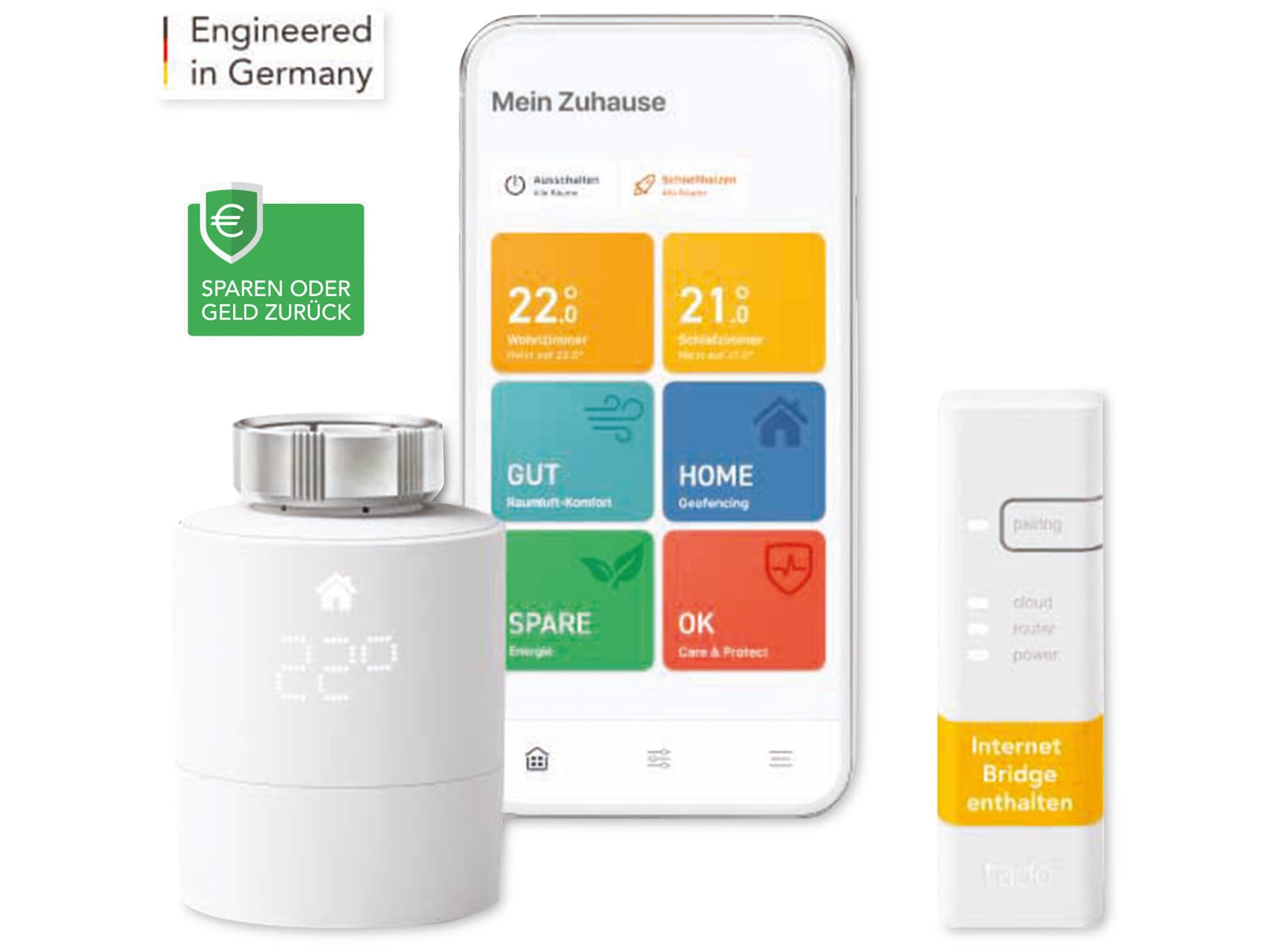 Smartes Heizkörper-Thermostat V3 (Starter Kit) tado + 2er Pack Smarte  Thermostate tado