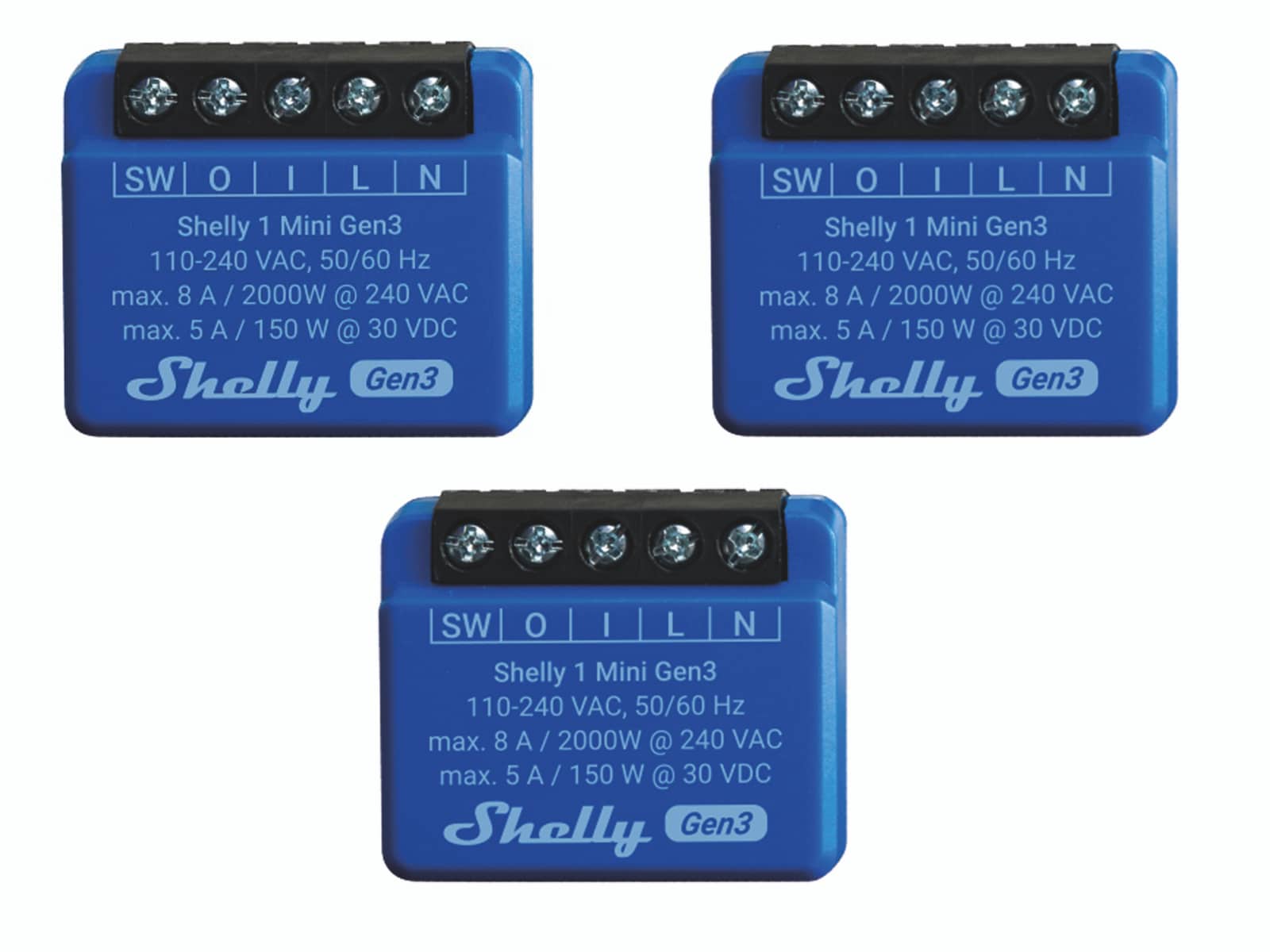 SHELLY WLAN-Schaltaktor 1 Mini Gen 3, blau, 3 Stück online kaufen