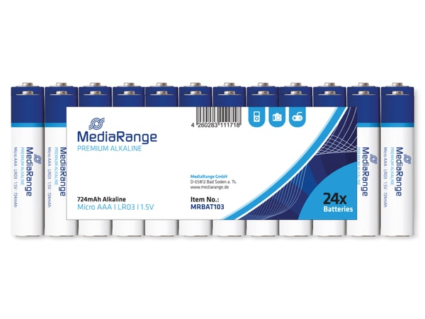 MEDIARANGE Alkaline Batterien MRBAT103, Micro AAA, 24er Pack online kaufen