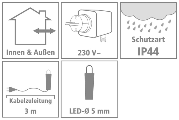 LED Lichterkette Vorhang 360 LEDs Warmweiß IP44 230 V