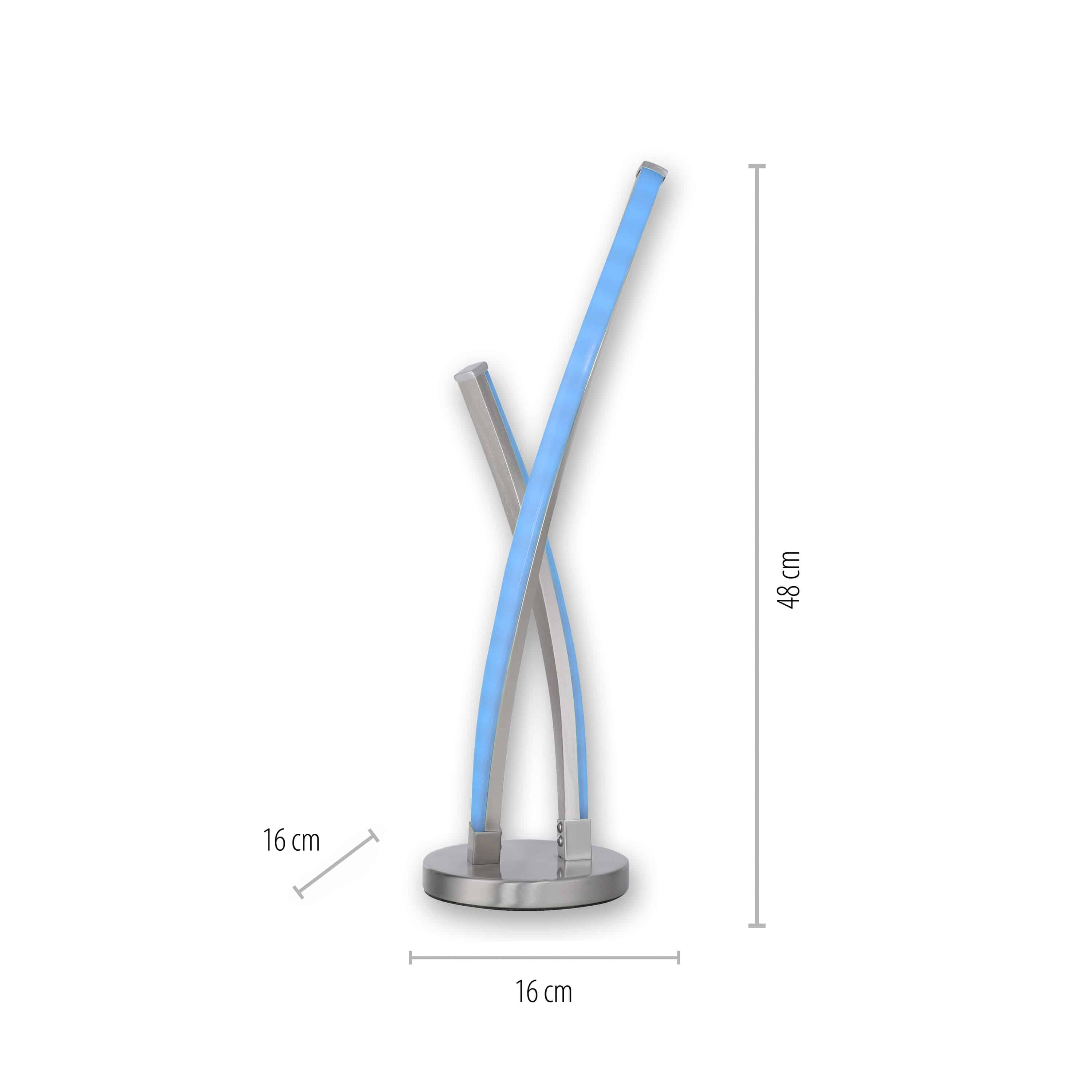 JUST LIGHT LED-Tischleuchte 11991-55 stahlfarbig, 9,5 W, 1050 lm, CCT, RGB, Smart Home