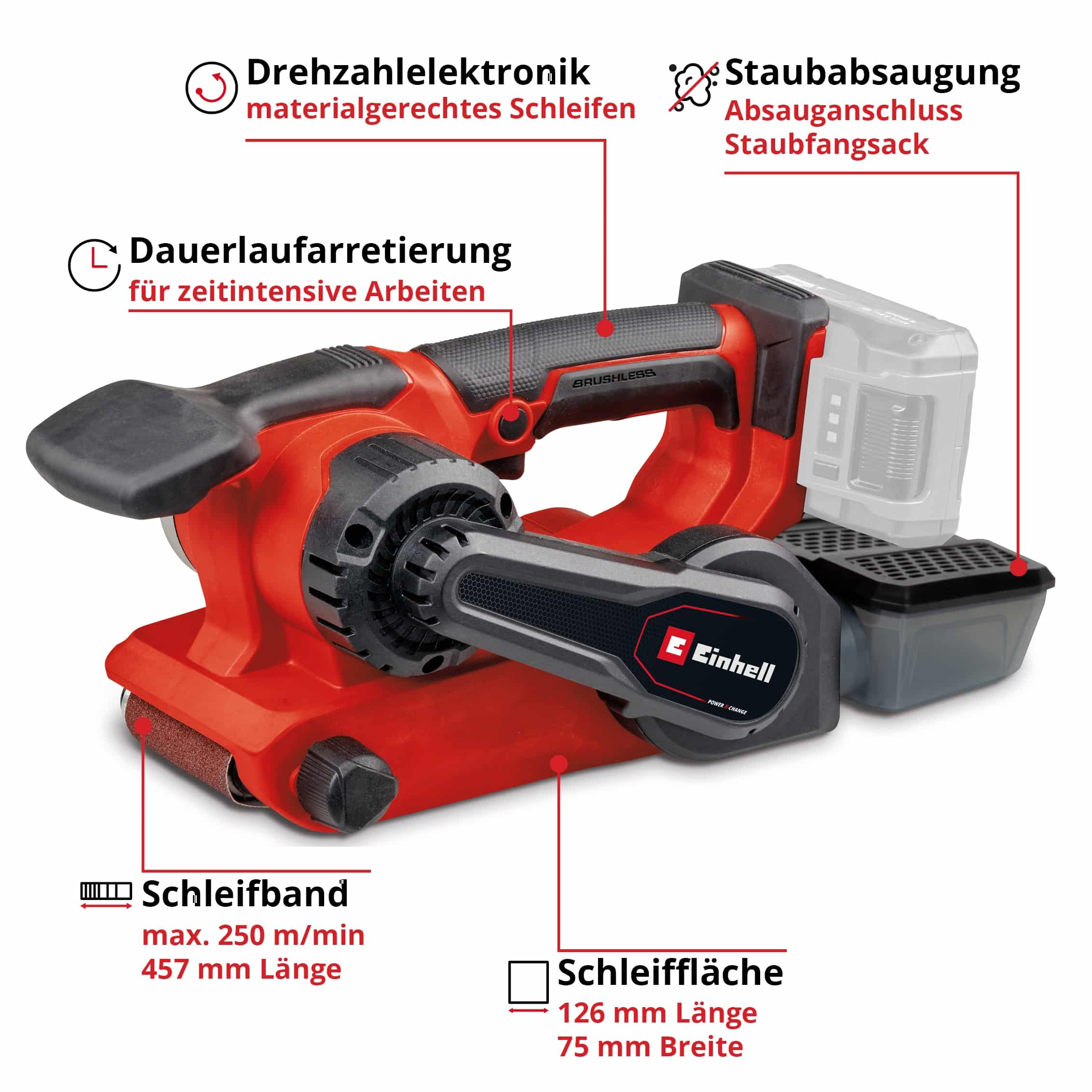 EINHELL Akku-Bandschleifer TP-BS 18/457 Li BL, Solo