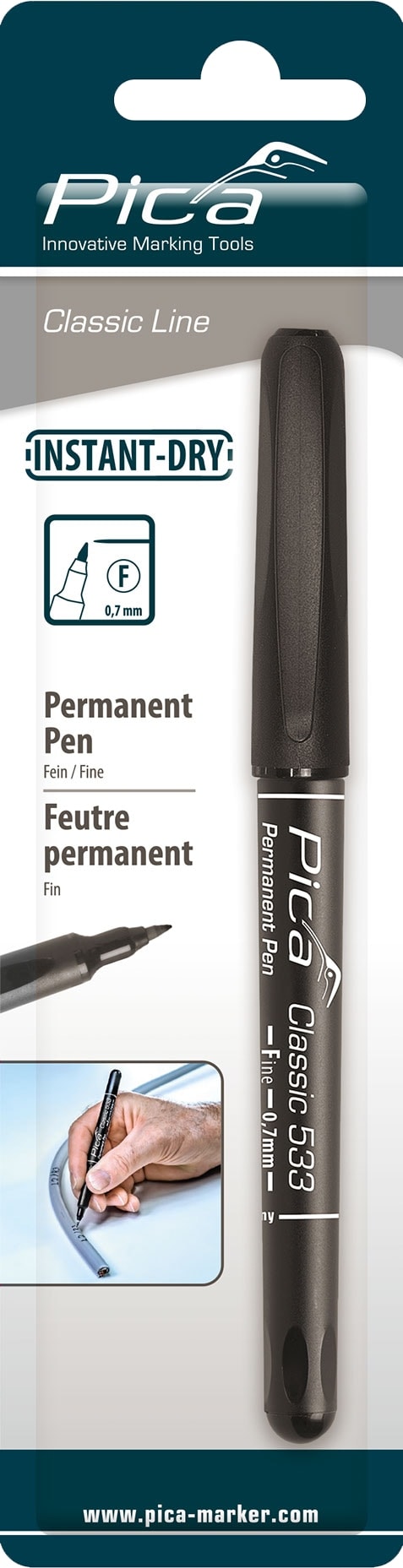 PICA Classic Permanent Pen, 533/46/SB, Fine, schwarz