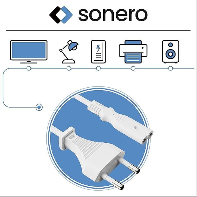 SONERO Netzkabel X-ESG-C7G-010W, Eurostecker, gerade, weiß, 1m