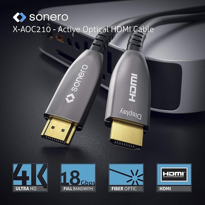 SONERO Aktives HDMI Kabel X-AOC210-100, AOC Extender Kabel 4K 10m