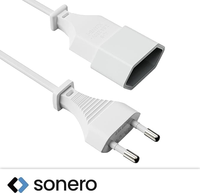 SONERO Netzkabel Verlängerung, X-ESG-ESB-010W, gerade, weiß, 1m