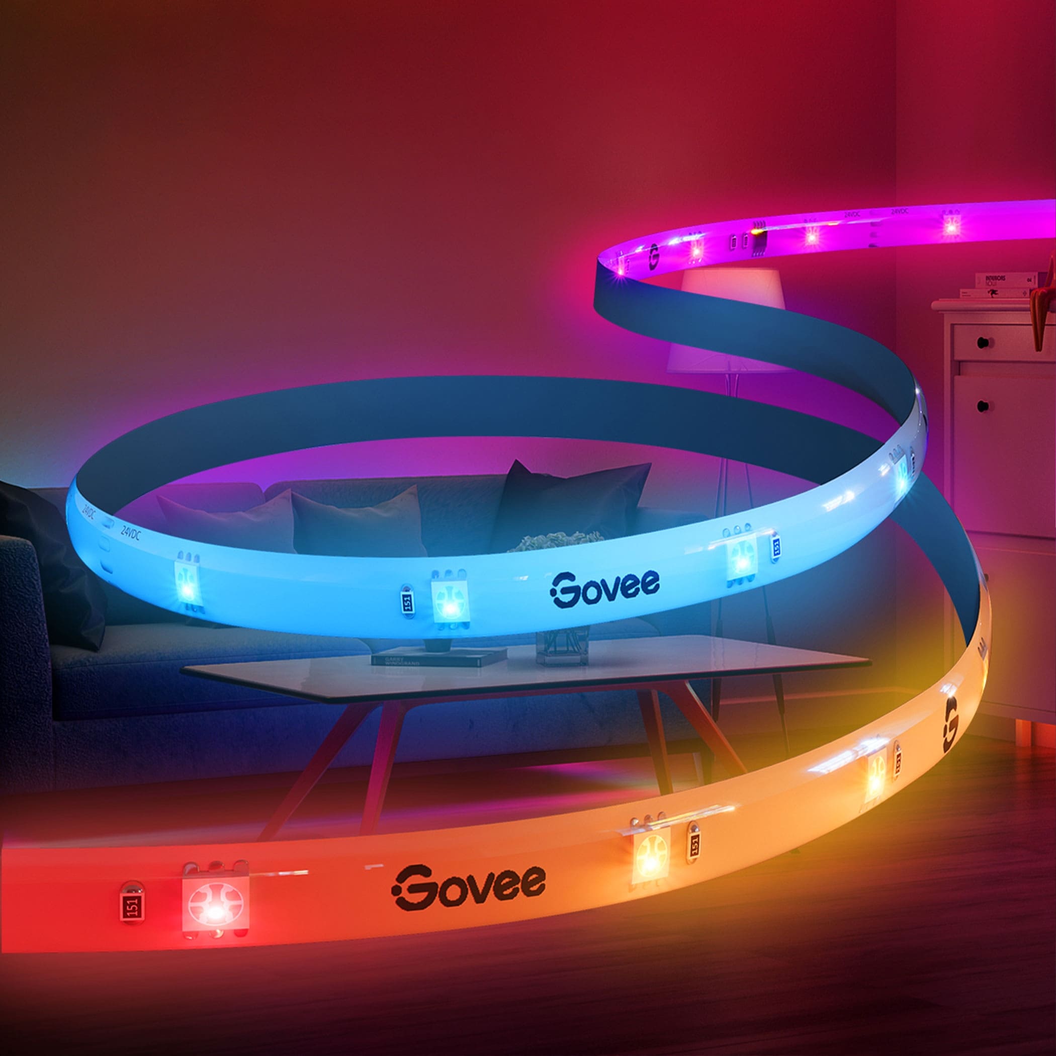 GOVEE LED-Strip, Wi-Fi, RGBIC, EEK: G, smart, dimmbar, 3 m