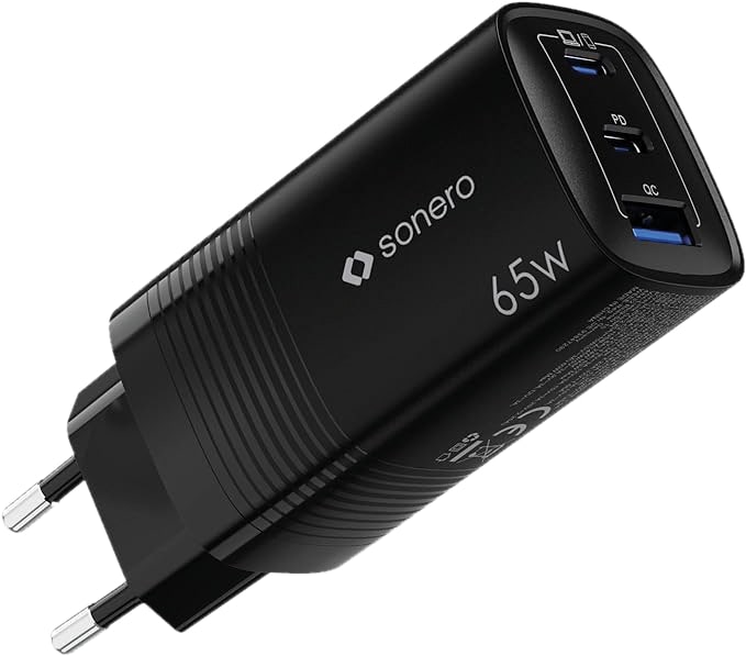 SONERO USB-C & USB-A GaN Ladegerät, X-PS130, 3 Port, 65W, schwarz