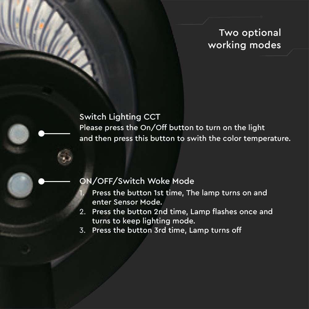 V-TAC Solar LED-Wandleuchte VT-425, 15 W, 6000 K+ 4000 K, schwarz