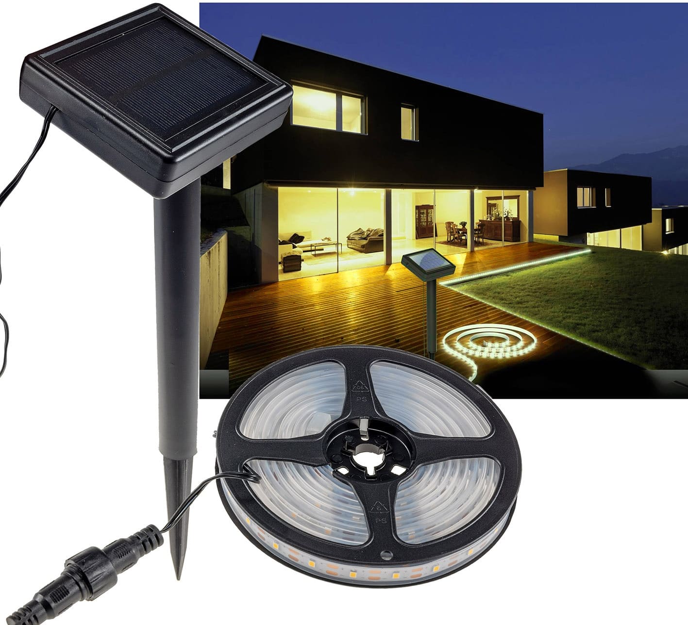 CHILITEC Solar LED-Strip, 3 m, IP44, 3000 K, warmweiß