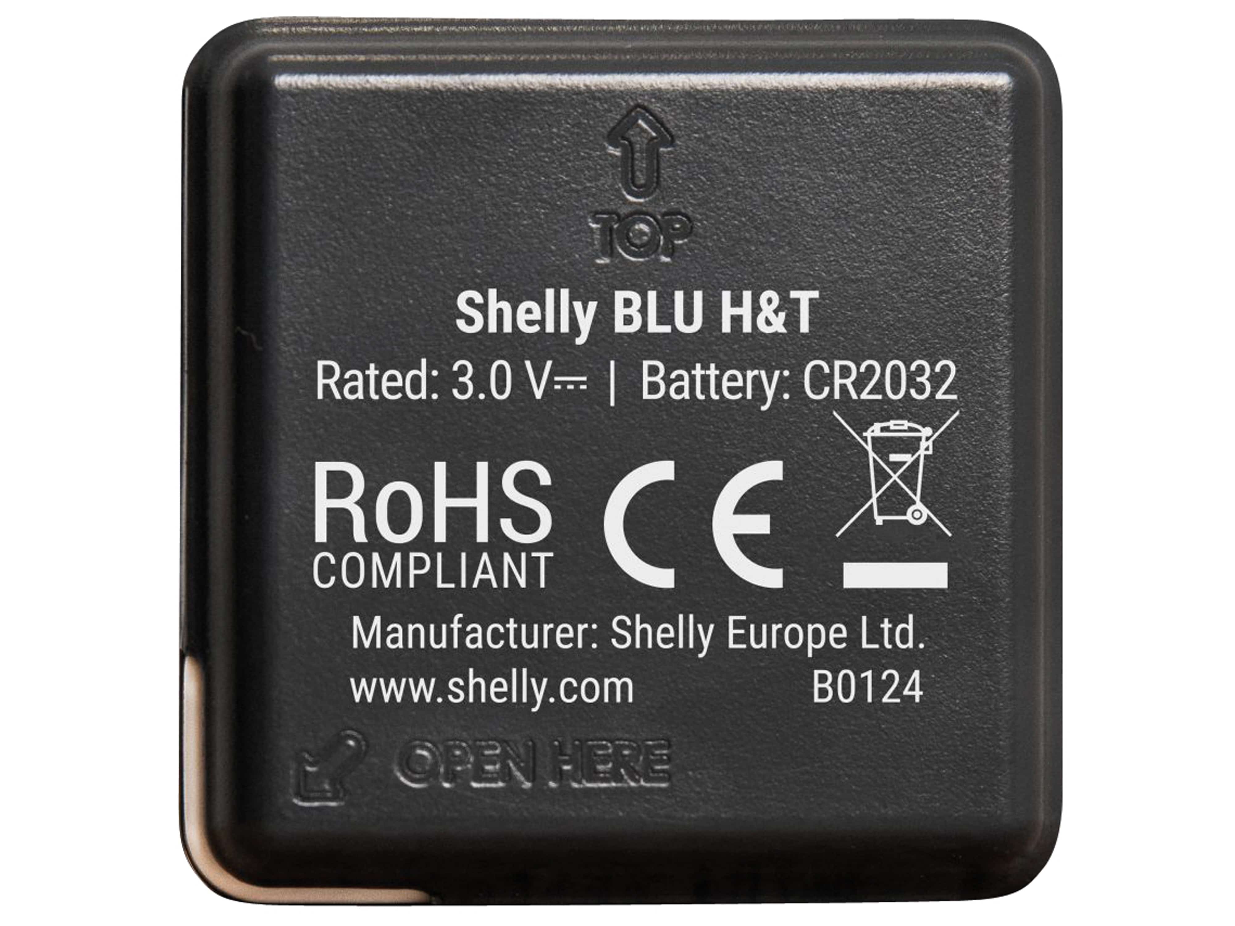 SHELLY Temperatur- u. Feuchtigkeitssensor Blu H&T Black, BT, Plug&Play