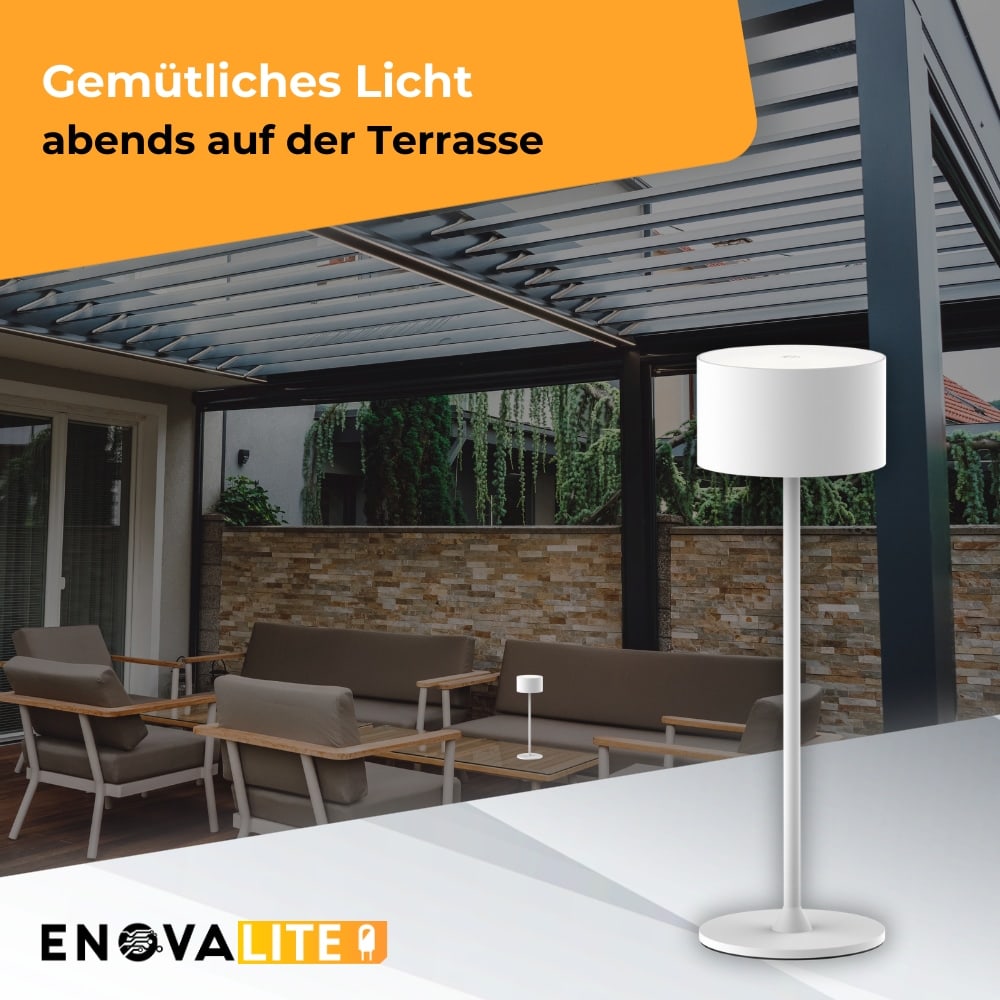 ENOVALITE LED-Akku-Tischleuchte, ELED700401, EEK: D dimmbar, CCT, weiß