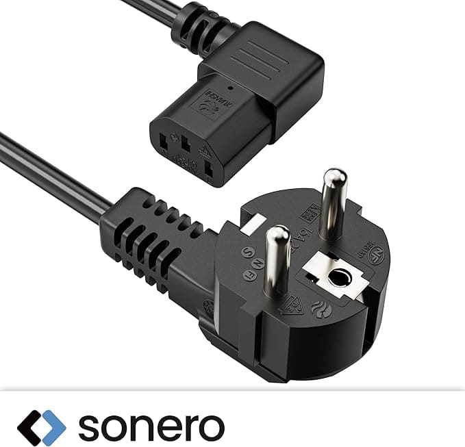 SONERO Netzkabel Schutzkontaktstecker, X-SKW-C13W-050B, 90°, schwarz, 5m