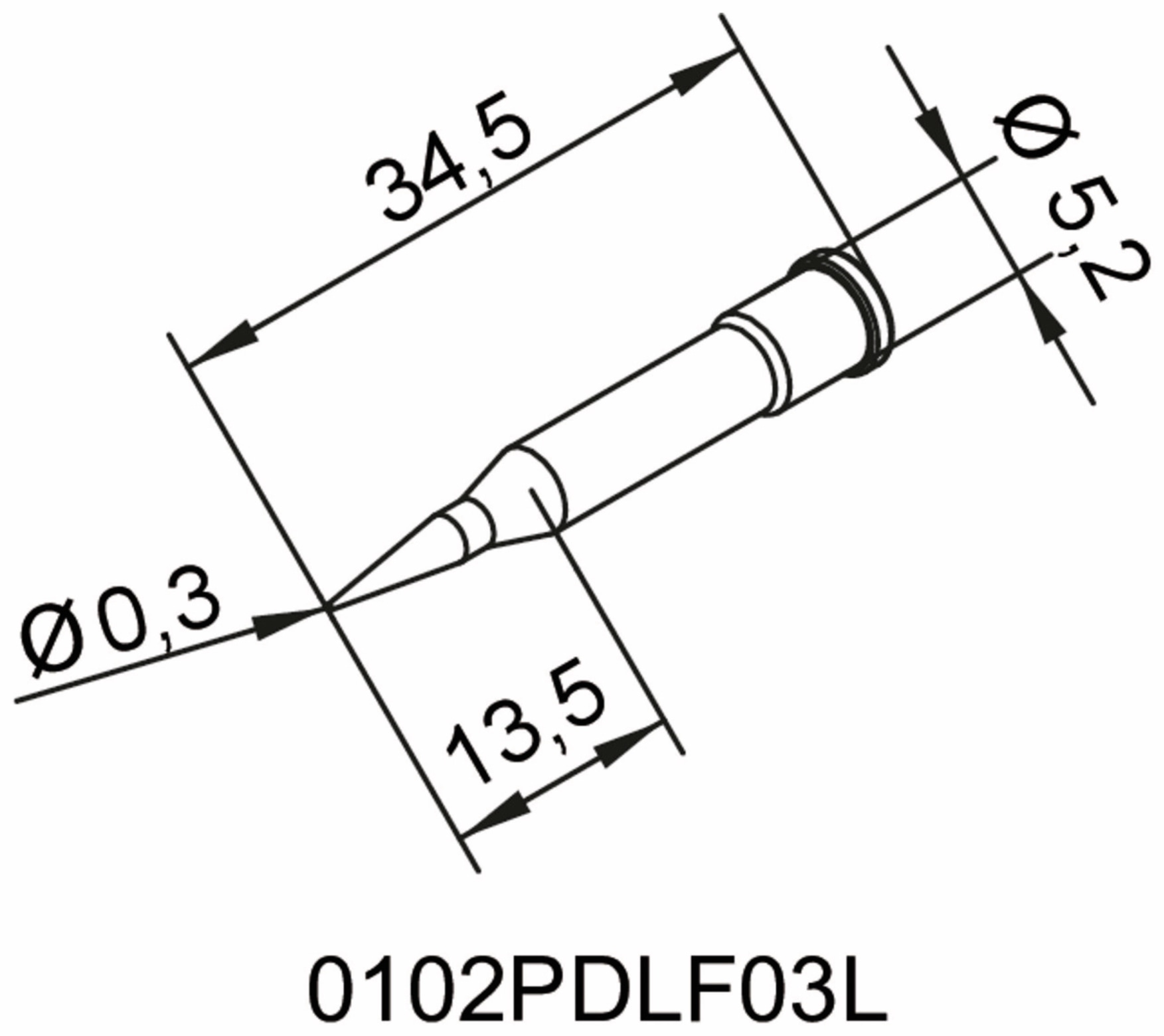 ERSA Lötspitze, 0102PDLF03L/SB, bleistiftspitz, verlängert, 0,3 mm