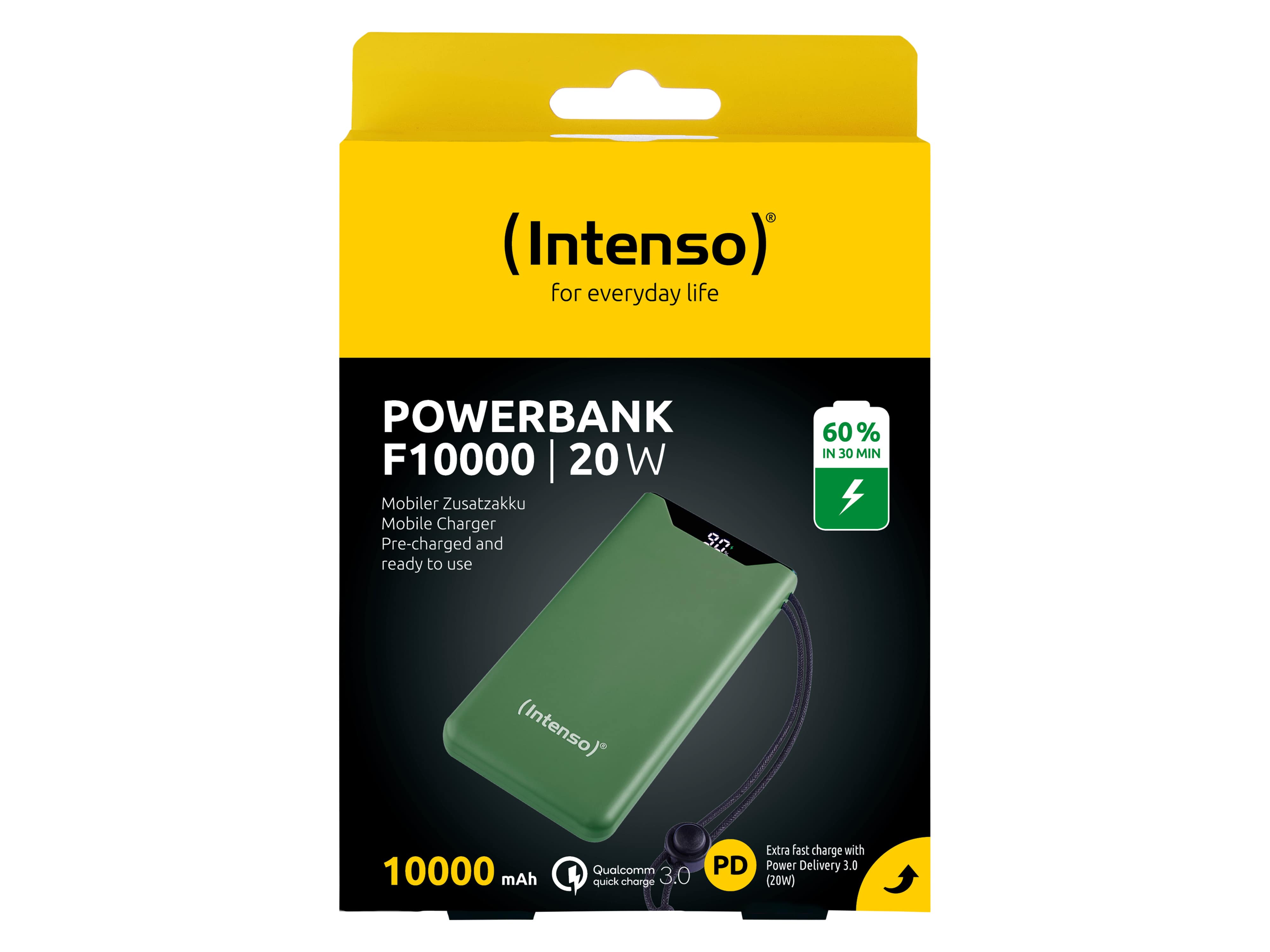 INTENSO USB Powerbank 7332037, F10000, 10.000mAh, 20 W, grün