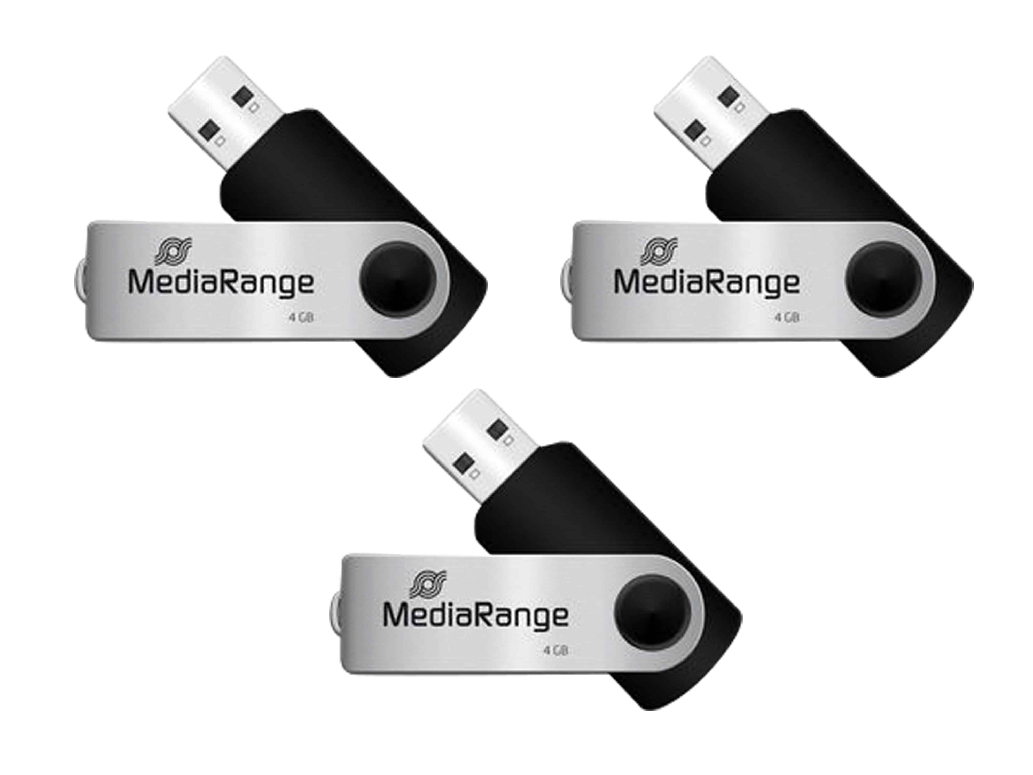 MEDIARANGE USB-Stick MR907, USB 2.0, 4 GB 3er Pack