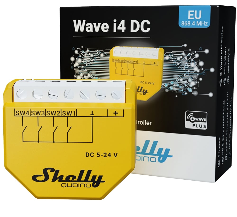 SHELLY Szenenaktivierer Wave i4 DC, Unterputz, gelb, 3 Stück