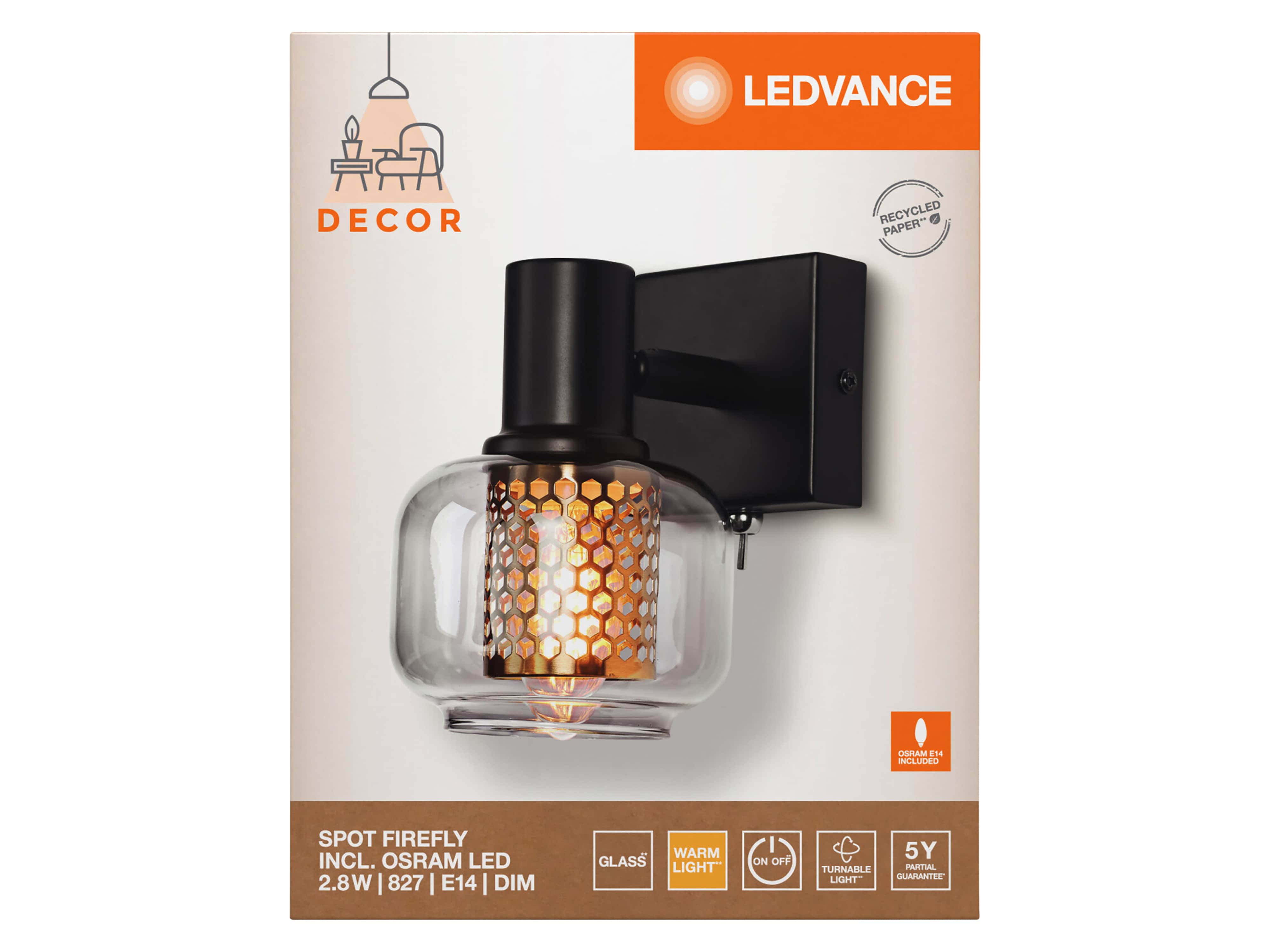 LEDVANCE LED-Deckenleuchte, 4058075838017, E14, schwarz