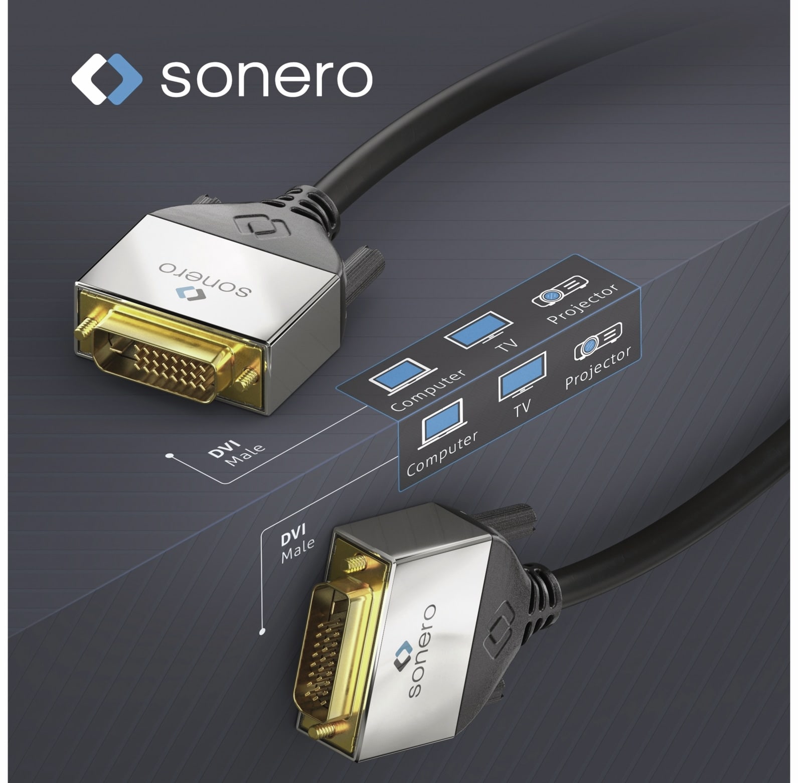 SONERO DVI-Kabel Premium, 1,5 m, Dual Link, Stecker/Stecker, (24+1)