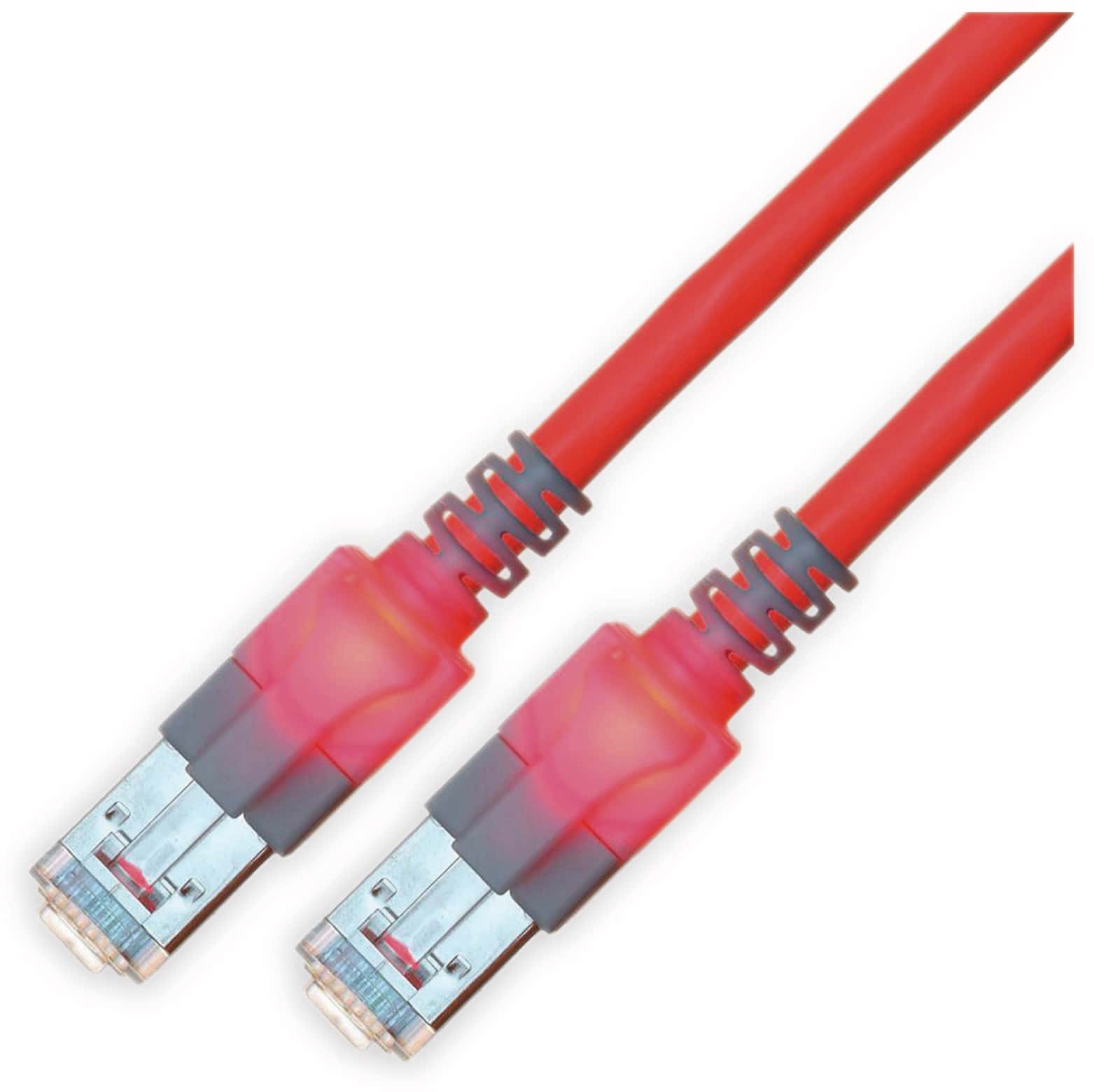 RJ45 Patchkabel SACON CAT.6, S/FTP, Lichtidentifikation, LSOH, rot, 3,0 m