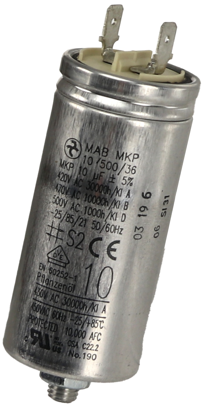 Motorkondensator, 10 µF, 420 V~, Flachsteckanschluss