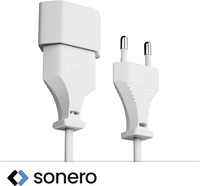 SONERO Netzkabel Verlängerung, X-ESG-ESB-050W, gerade, weiß, 5m