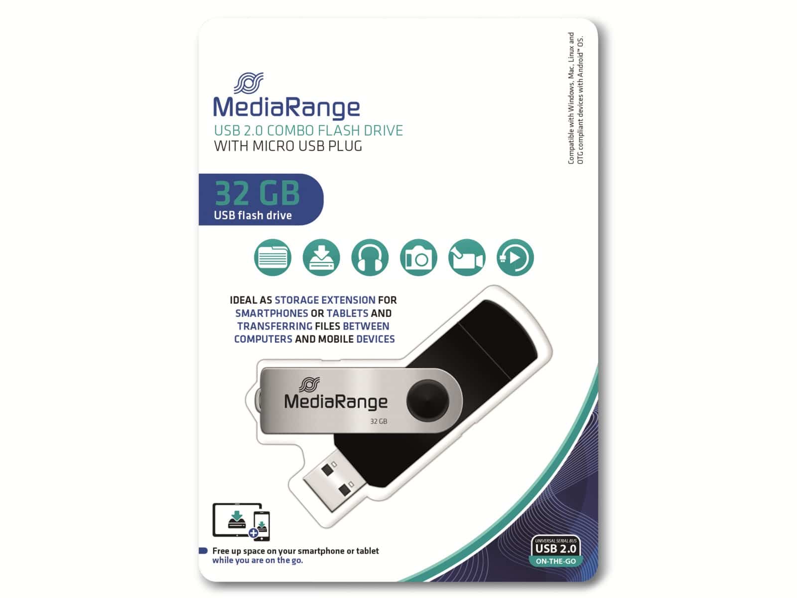 MEDIARANGE USB-Stick MR932-2, USB 2.0 und Micro, 32 GB