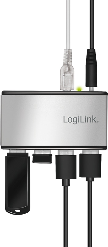 LOGILINK USB-Hub UA0404, 4-Port. mit Netzteil u. Aluminiumgehäuse