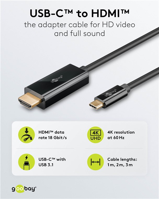 GOOBAY USB3.1 Adapterkabel 75697 USB-C/HDMI 2,0m schwarz