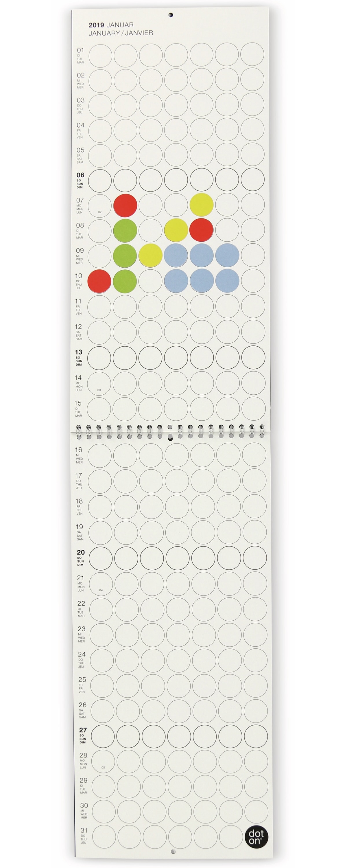 Kalender, Dot On, Monatsplaner, 2019, B-Ware