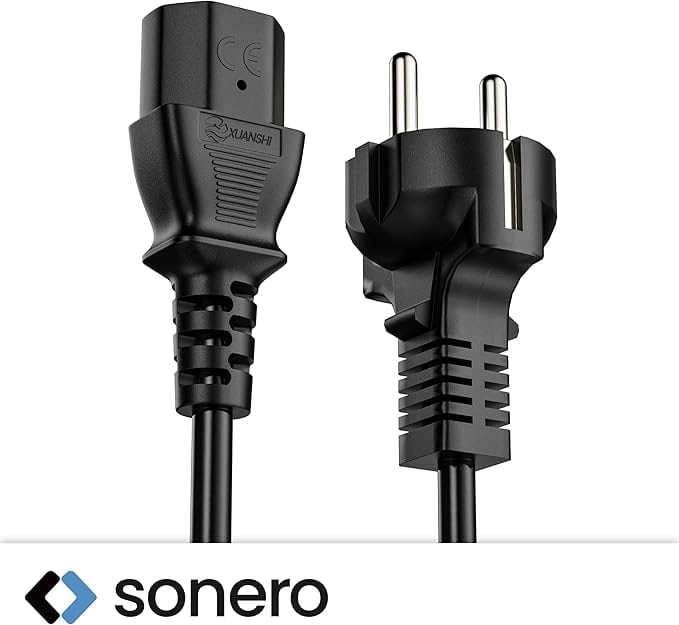 SONERO Netzkabel Schutzkontaktstecker, X-SKG-C13G-030B, gerade, schwarz, 3m