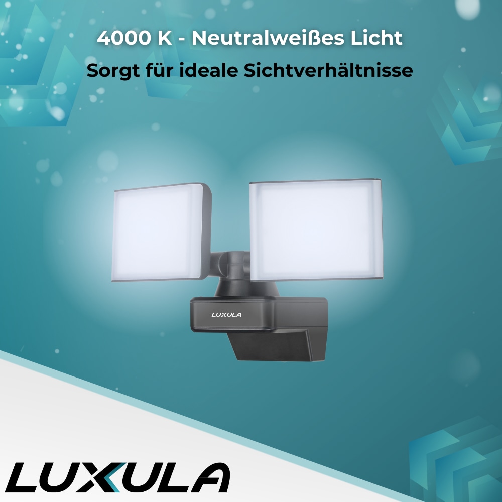 LUXULA LED-Fluter LX400190, 2-köpfig, 2x 15 W, 3200 lm, 4000 K, schwarz