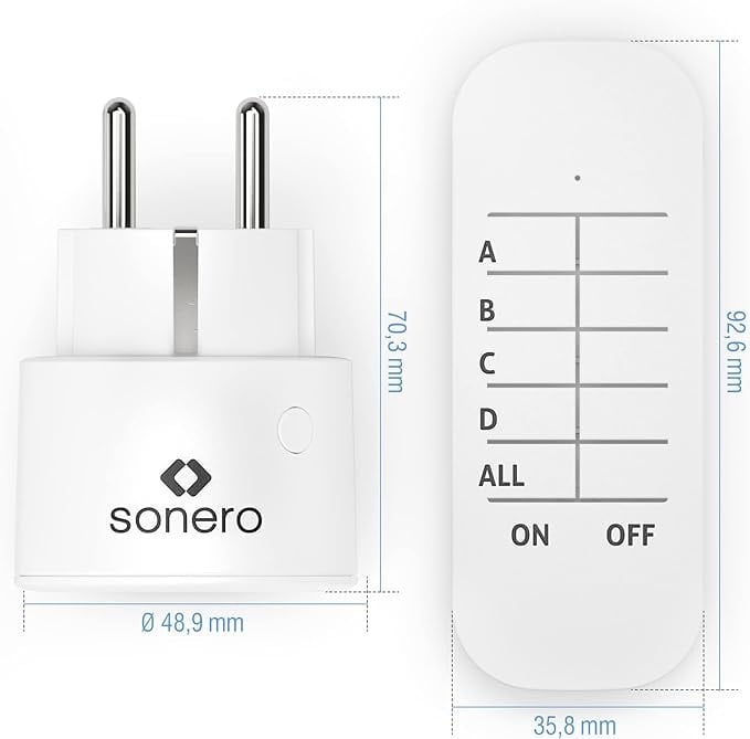 SONERO Funksteckdosen-Set S-RCS102, 1 Sender, 2 Empfänger, weiß