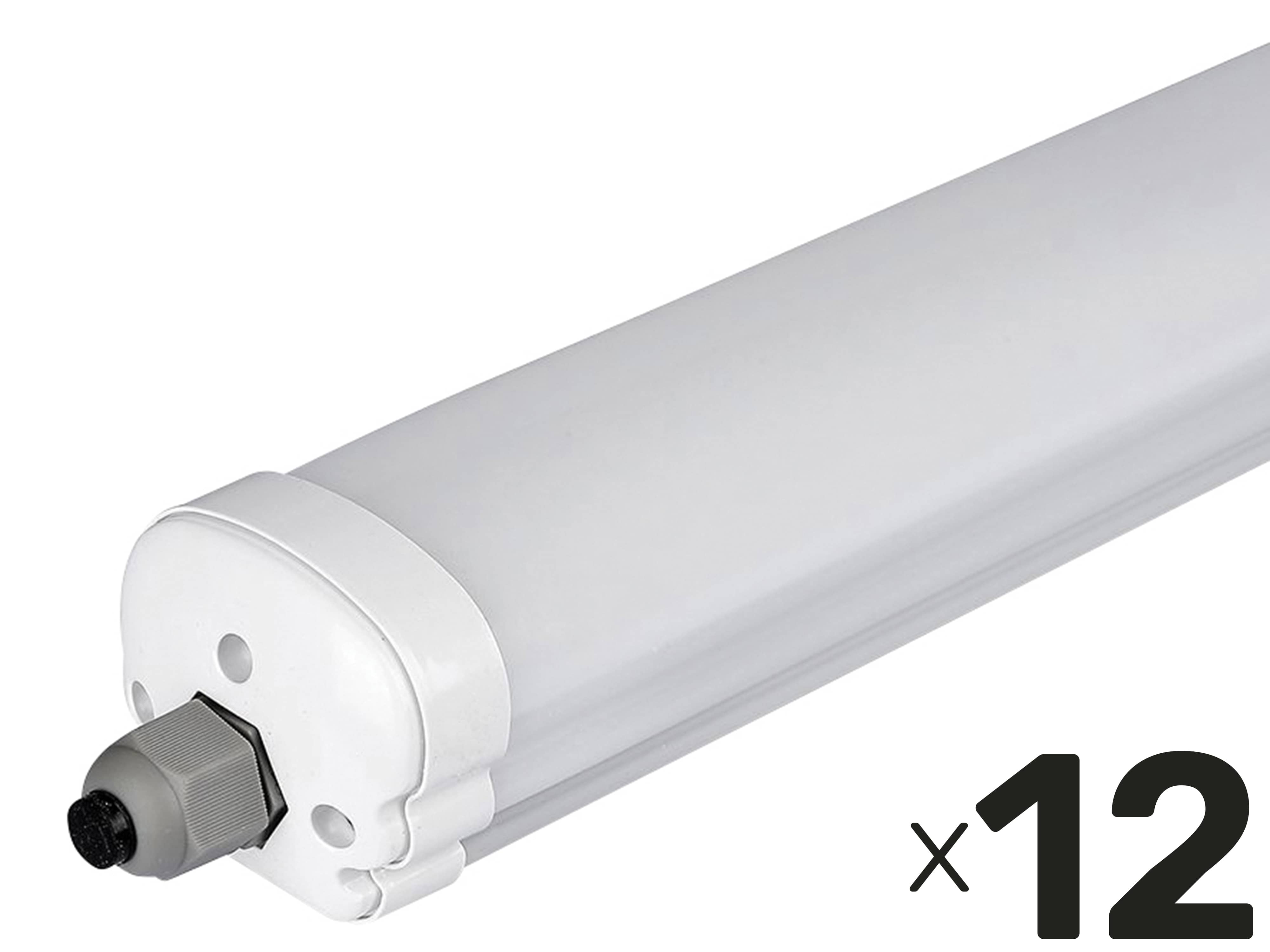 V-TAC LED-Feuchtraum-Wannenleuchte VT-1249-N, EEK: E, 36 W, 4320 lm, 4500 K, 1200 mm, 12 Stück