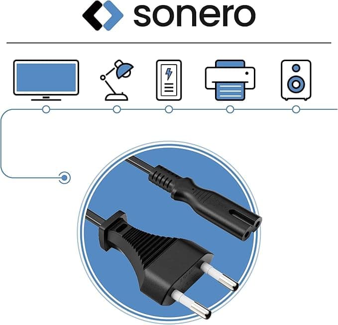 SONERO Netzkabel X-ESG-C7G-030B, Eurostecker, gerade, schwarz, 3m