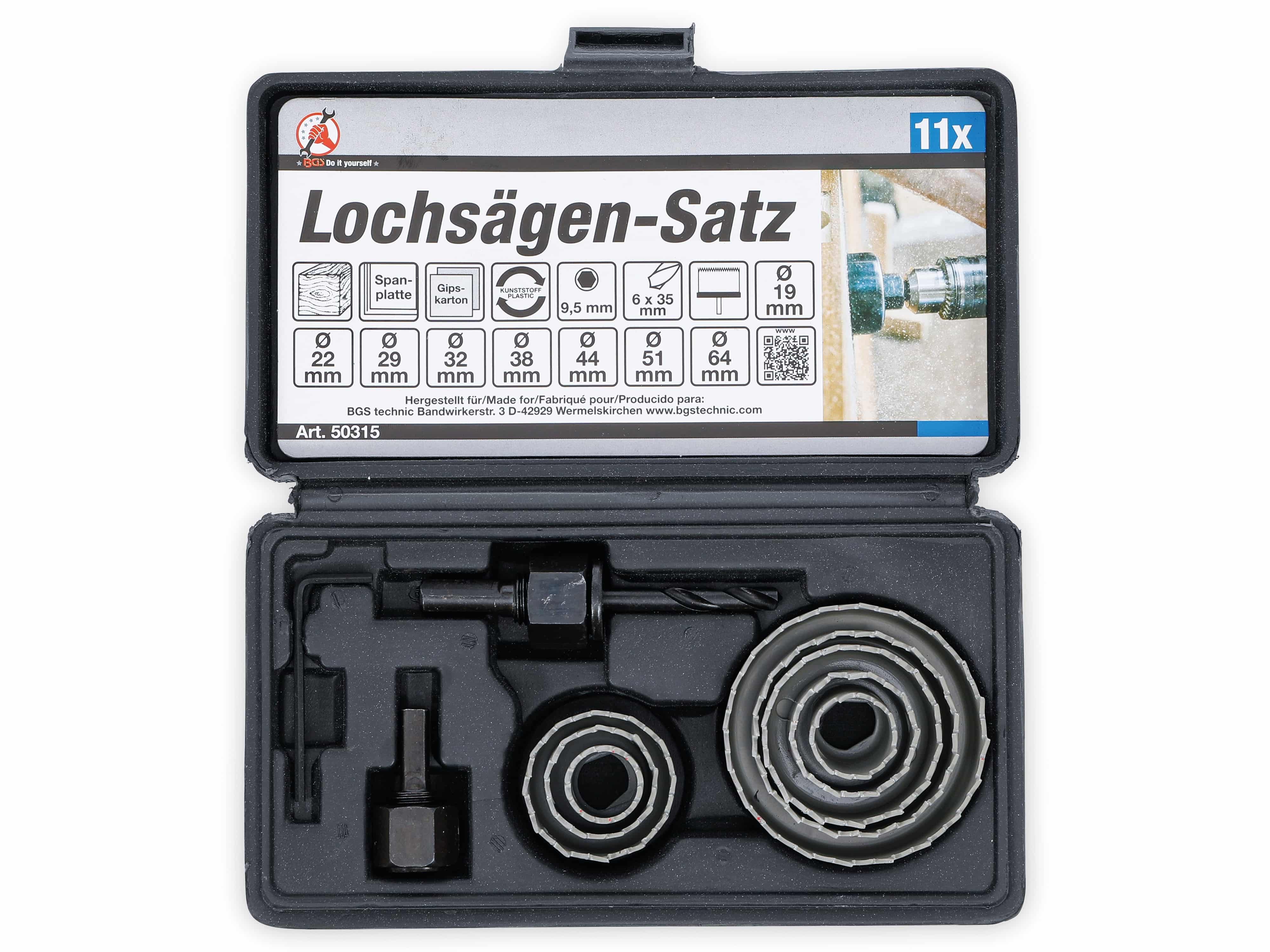 BGS TECHNIC Lochsägen-Satz, 19...64 mm, 11-teilig