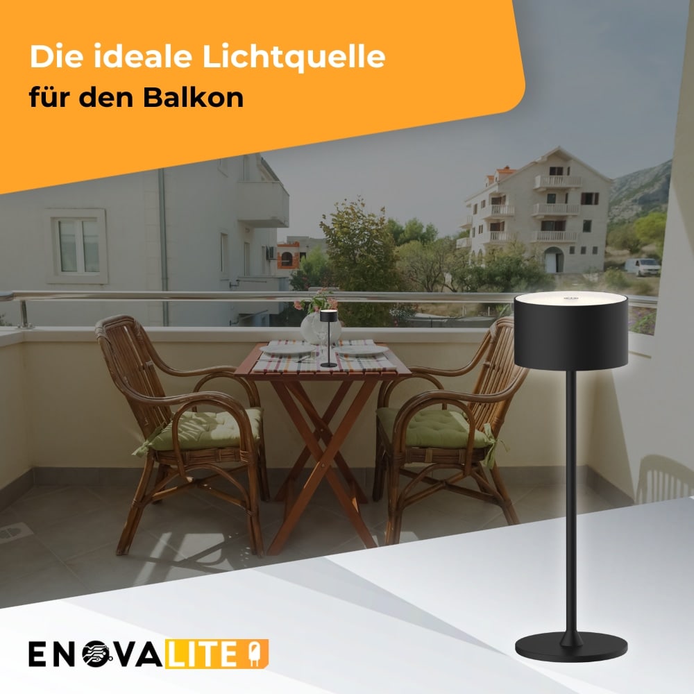 ENOVALITE LED-Akku-Tischleuchte, ELED700400, EEK: D dimmbar, CCT, schwarz