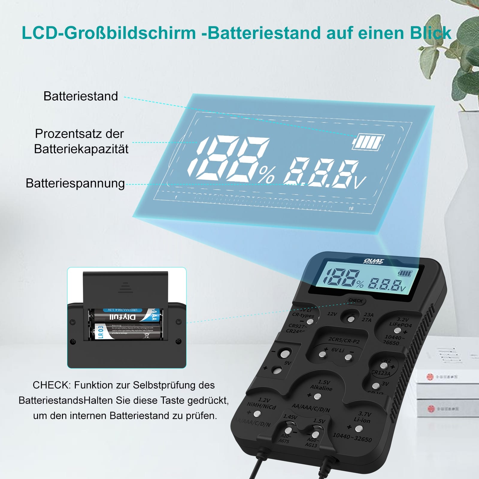 QUATPOWER Batterietester B4 Multi Check, mit Display