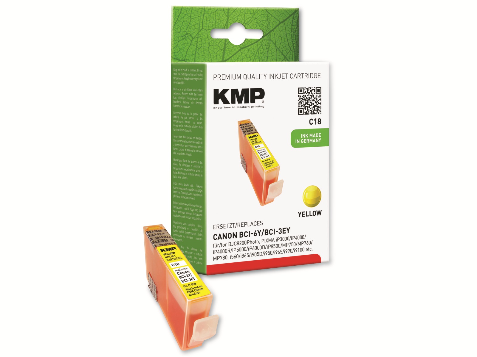 KMP Tintenpatrone kompatibel für Canon BCI-6Y, gelb