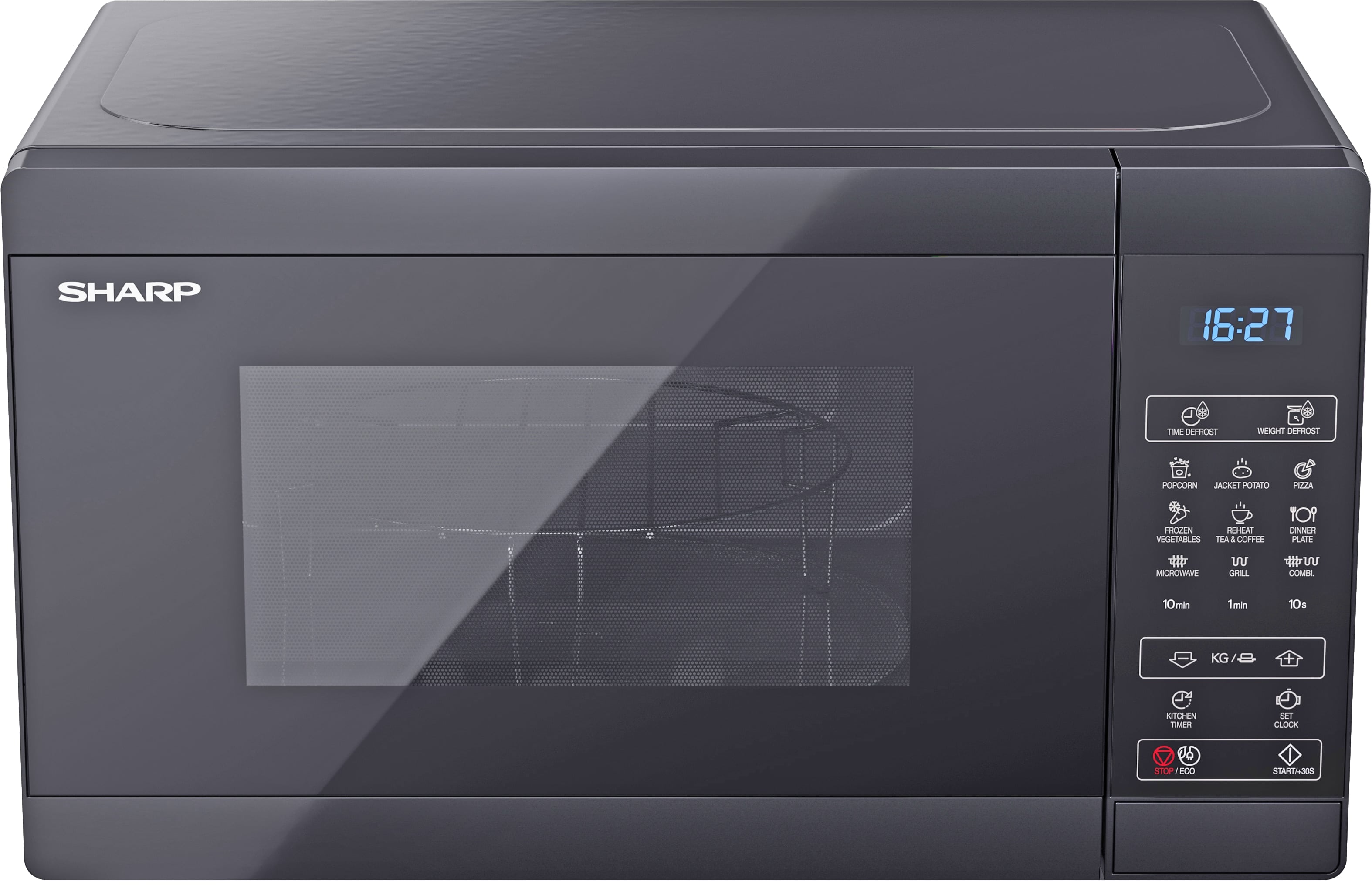 SHARP Mikrowelle YC-MG02E-B, schwarz, mit Grill, 20 L, 11-Stufen, 800 W