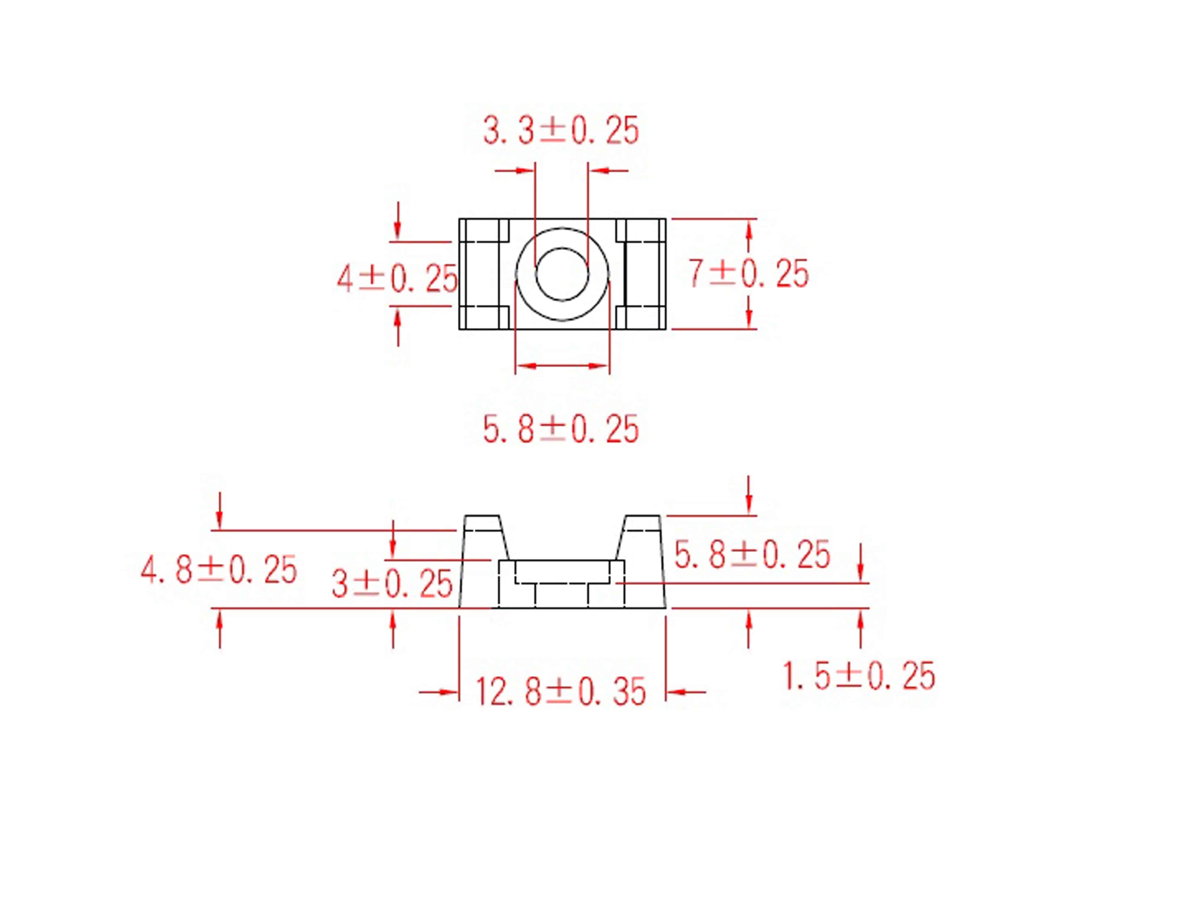 KSS Befestigungssockel schraubbar Polyamid 6.6, Natur, Befestigungsloch 3,3, L=12,8, B=7, 1 Stück