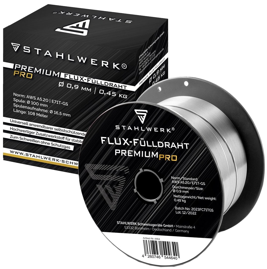 STAHLWERK MIG MAG Premium Flux-Fülldraht, 4627, E71T-GS, 0,9 mm, je 0,45 kg, 3er Set