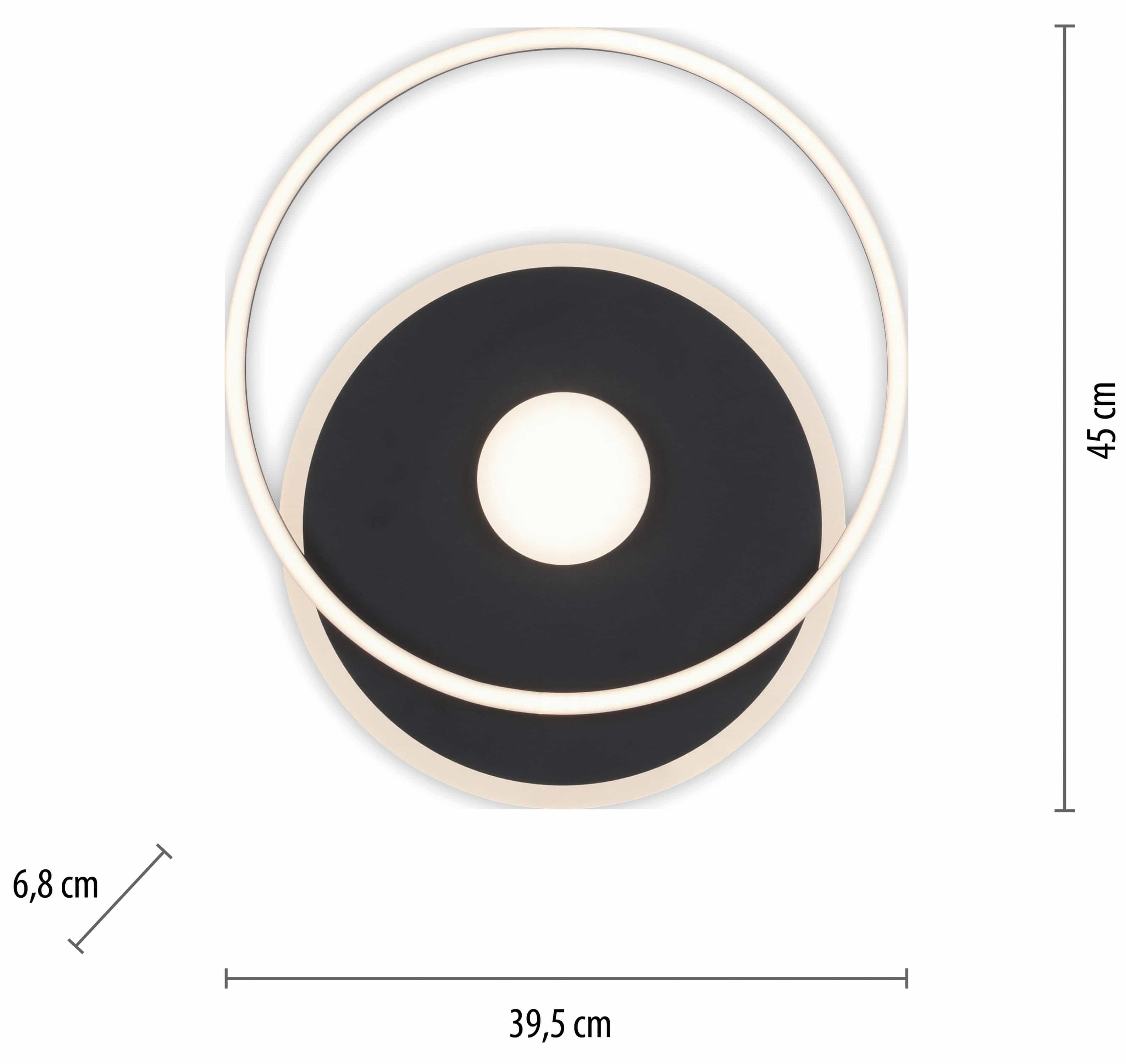 JUST LIGHT LED-Deckenleuchte 15046-18 schwarz, 26,5 W, 4150 lm, 3000 K, 3-Stufen-Schalter