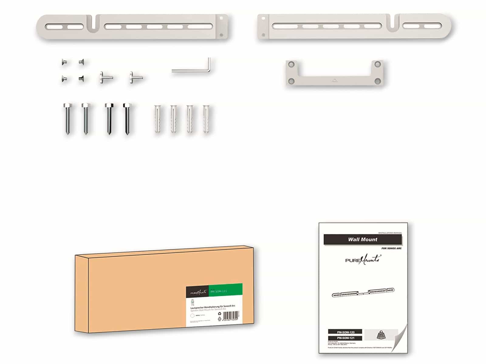 Puremounts Lautsprecher Wandhalterung PM-SOM-121, für Sonos Arc, weiß