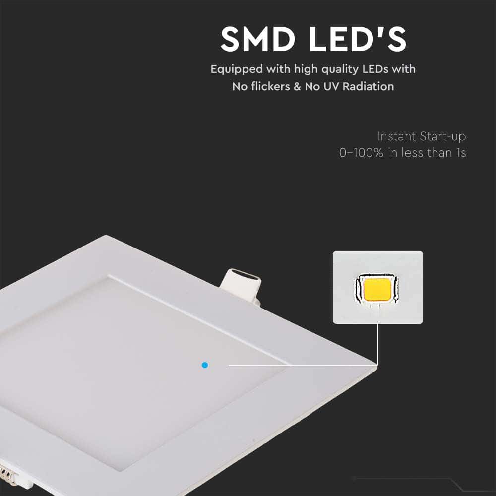 V-TAC LED-Einbauleuchte VT-1207, EEK: F, 12 W, 6400 K, eckig