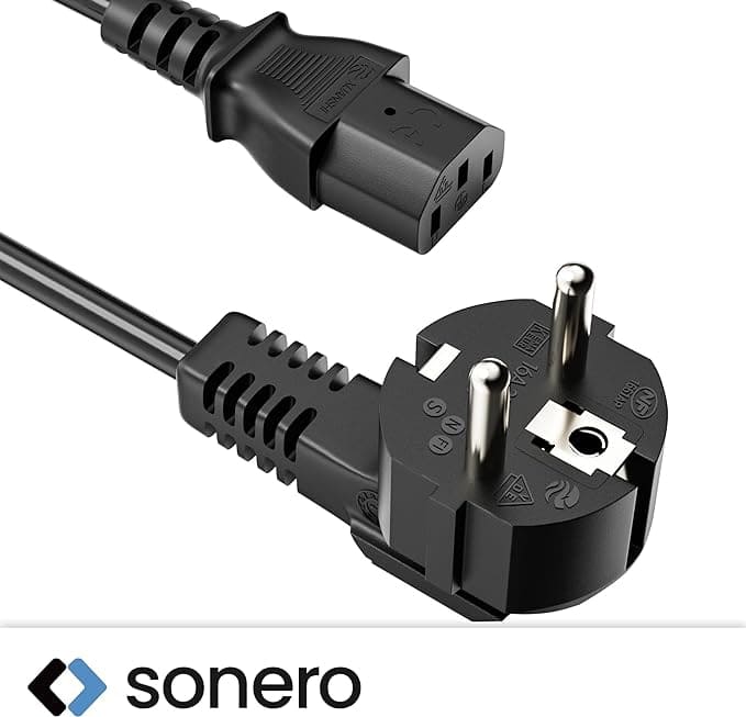 SONERO Netzkabel Schutzkontaktstecker, X-SKW-C13G-010B, 90°, schwarz, 1m