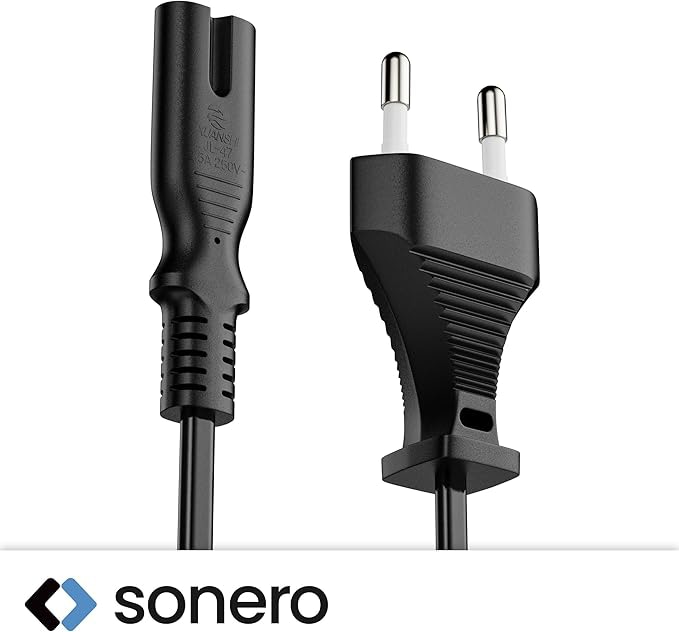 SONERO Netzkabel X-ESG-C7G-010B, Eurostecker, gerade, schwarz, 1m